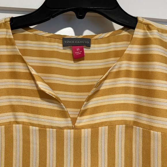 Vince Camuto Top Womens XS Split Neck Stripe Amber Sun Short Dolman Sleeves - Picture 6 of 15